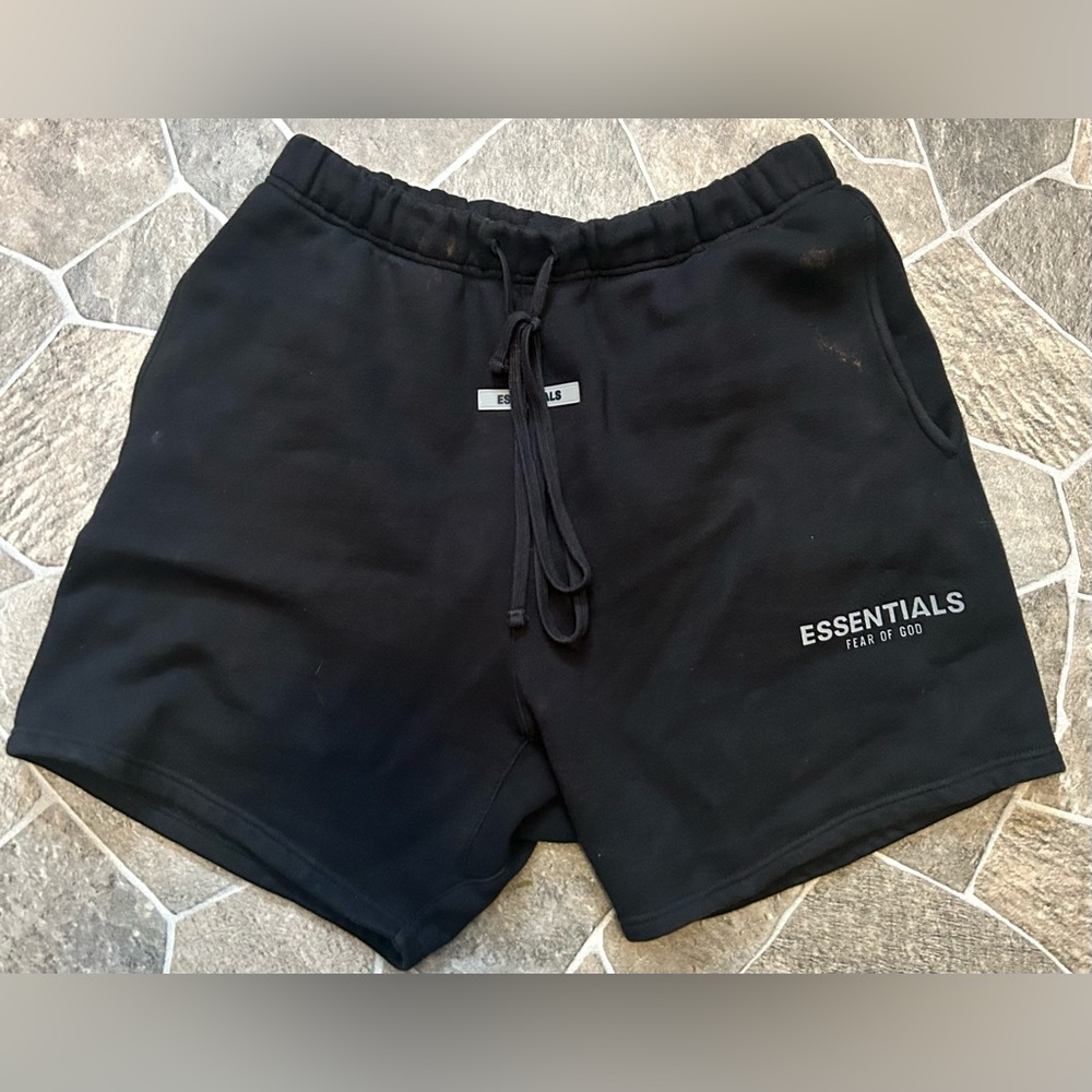 Fear Of God Essentials Black Sweat Shorts - Small